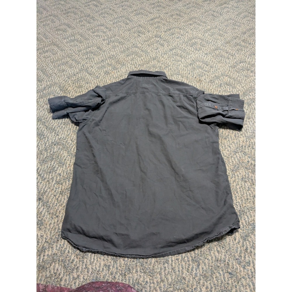 Old Navy Mens Panther Gray Canvas Long Sleeve 2-Pocket Utility Shirt Large L - Picture 4 of 6